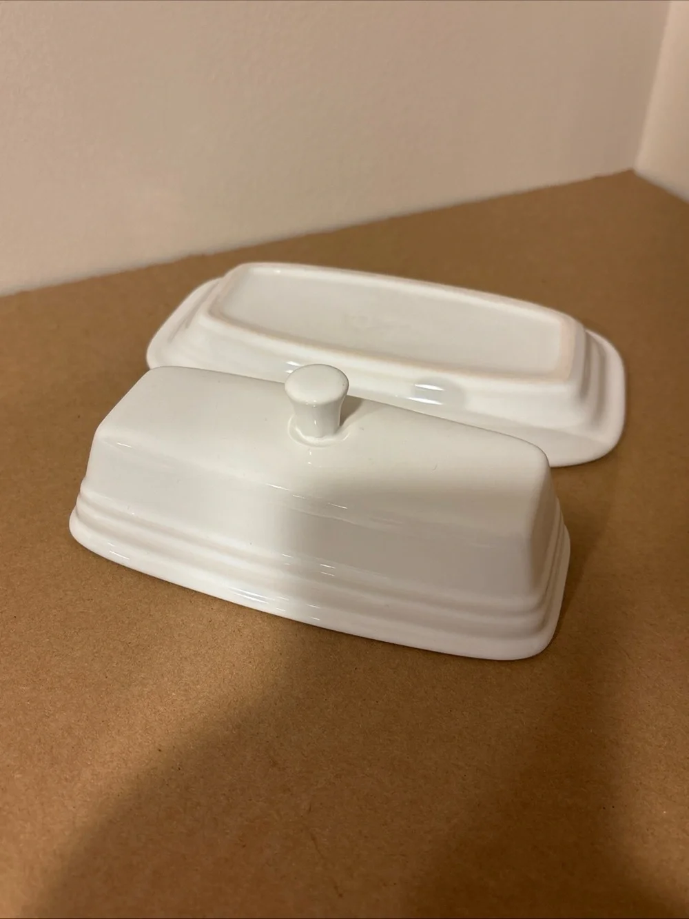 FIESTA White Ceramic Covered Butter Dish with Knob Top FIESTAWARE Retired HTF